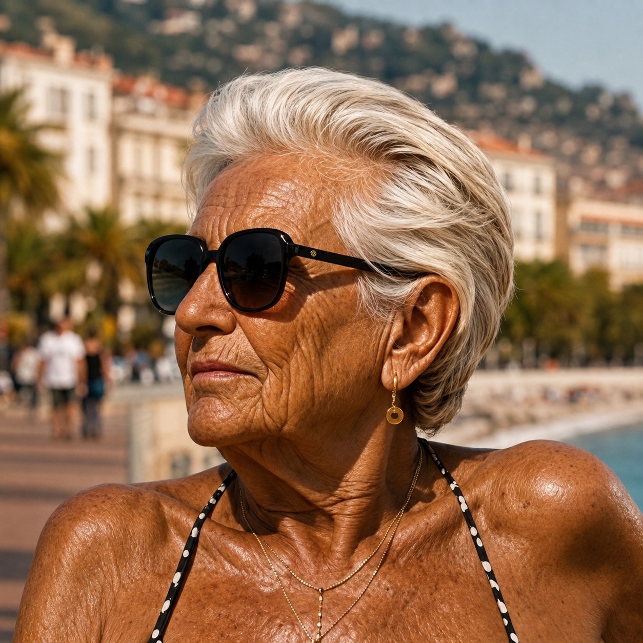 Portrait of a fictional matriarch facing the sea