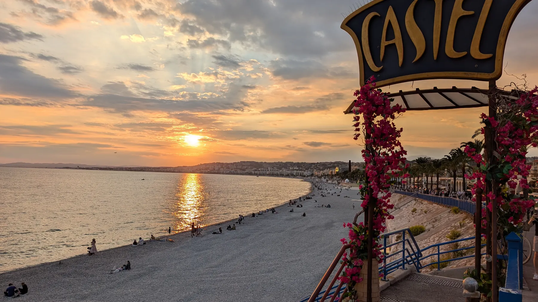 Castel Plage at sunset in Nice
