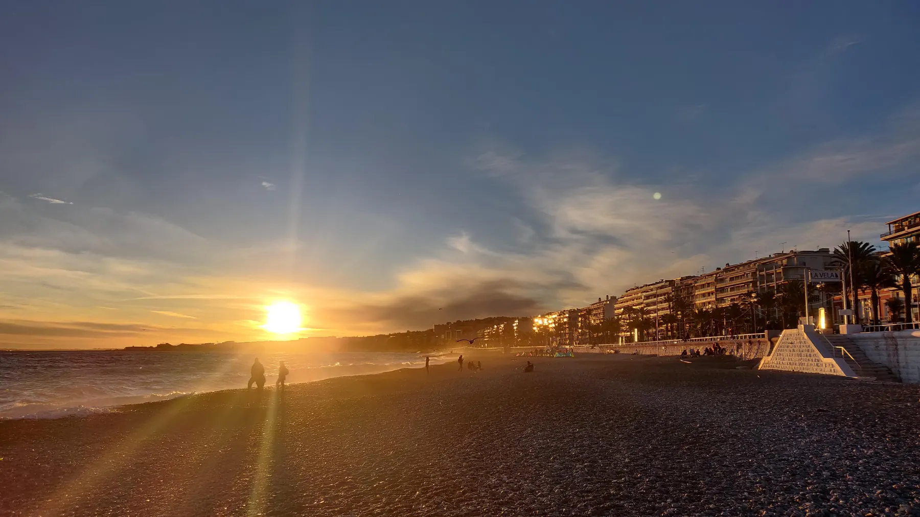 Sunset over the beach on the Promenade des Anglais