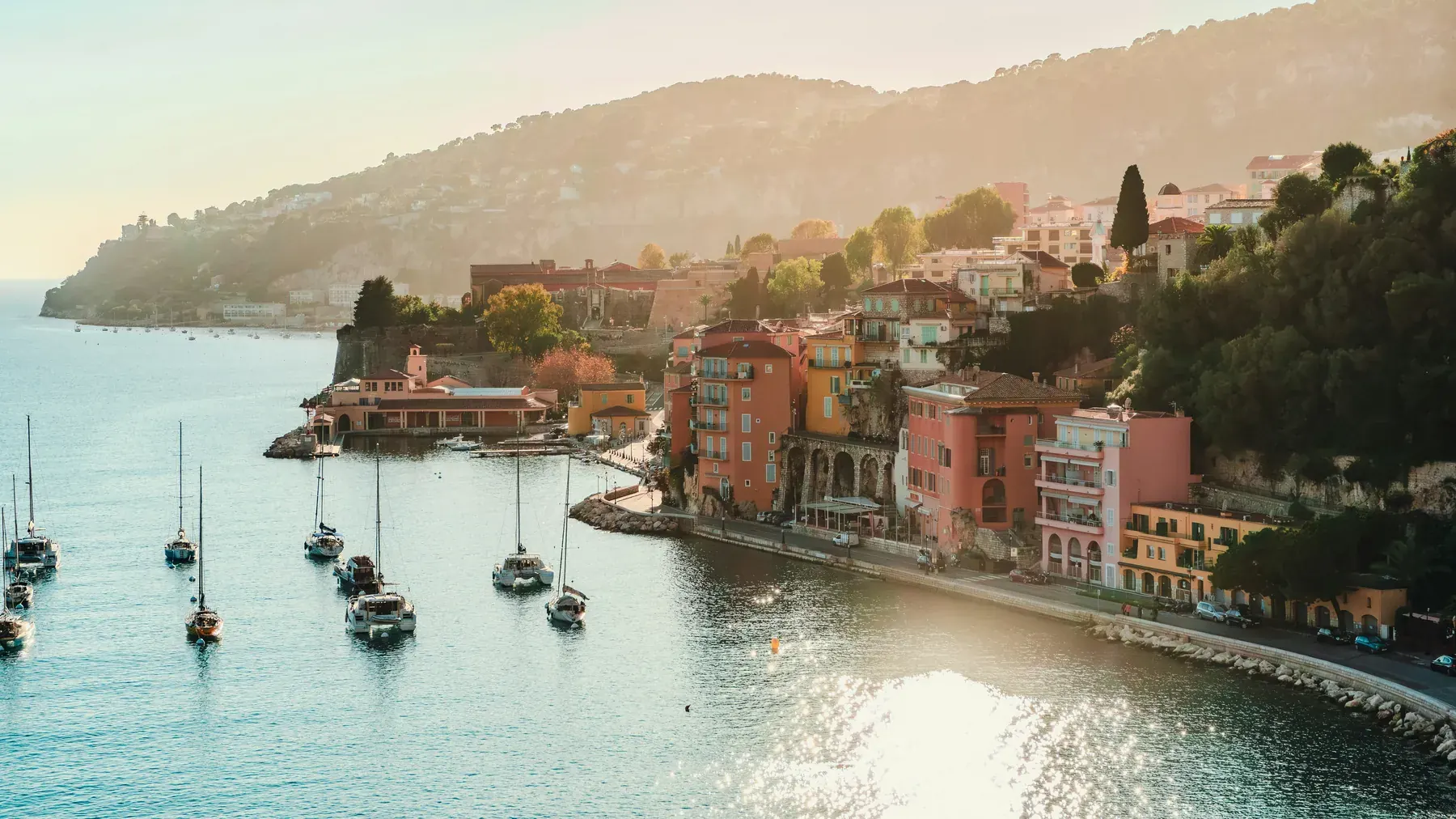 Villefranche-sur-Mer and its harbour in the evening light